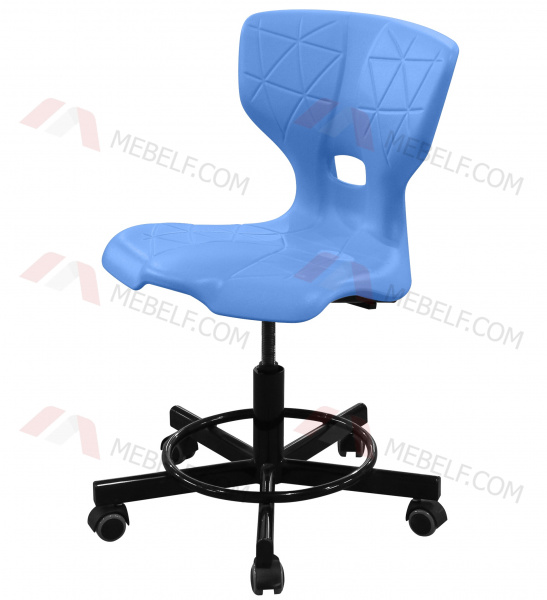 Стул подъёмно-поворотный на винтовой опоре ШС14, голубой