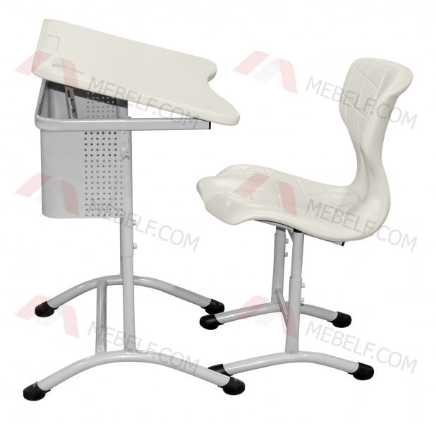 Школьный стол с наклонной столешницей ШСТ15 и школьный стул ШС10, белый