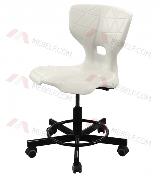 Стул подъёмно-поворотный на винтовой опоре ШС14, белый