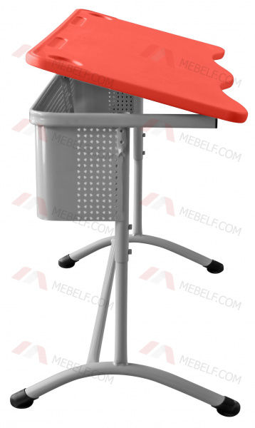 Школьный двухместный стол с наклонной пластиковой столешницей ШСТ16, оранжевый