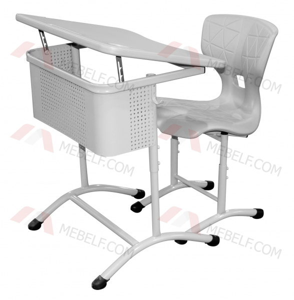 Школьный стол с наклонной столешницей ШСТ15 и школьный стул ШС10, серый