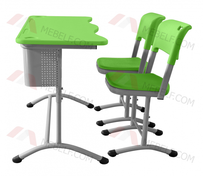Школьный двухместный комплект пластик ШСТ14 и ШС01, зеленый